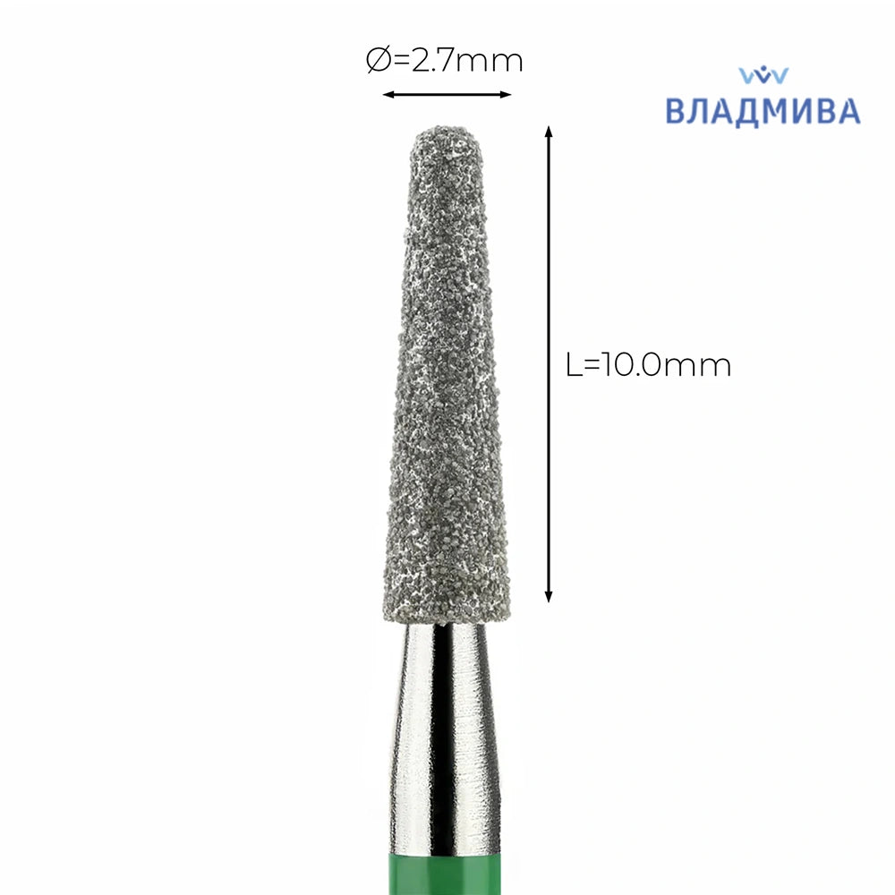 ראש מניקור,פדיקור קונוס גס ירוק 2.7 מ״מ Vladmiva