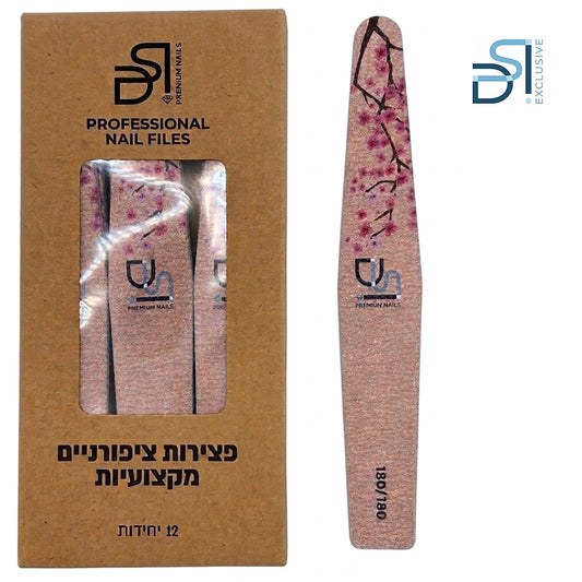 מארז פצירות מקצועיות רב-פעמית מעוין 12 יחידות Diamond File  DSI Premium Nails  גסות 180/180