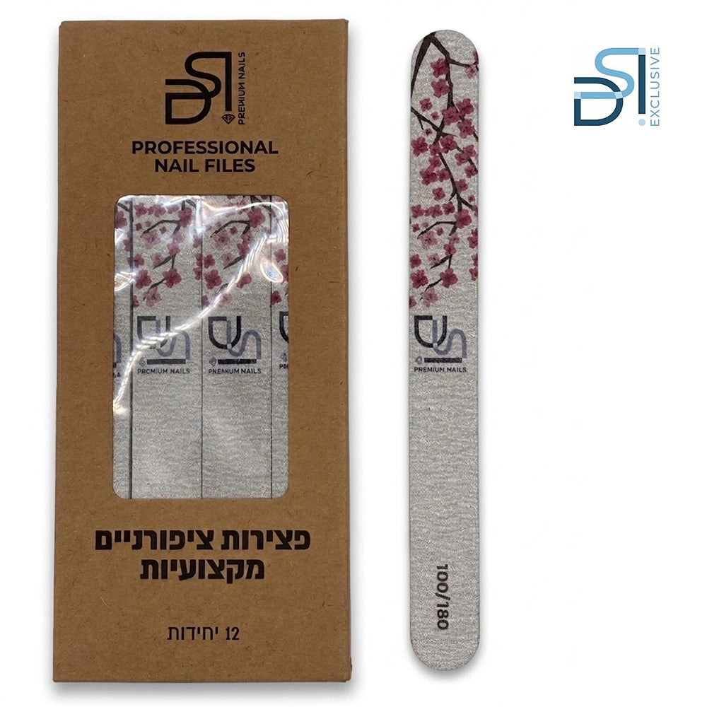 מארז פצירות מקצועיות רב-פעמית ישרה 12 יחידות  Straight File DSI Premium Nails  גסות 180/100