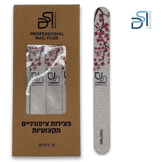 מארז פצירות מקצועיות רב-פעמית ישרה 12 יחידות  Straight File DSI Premium Nails  גסות 180/100