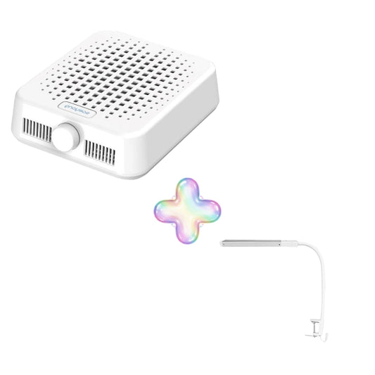 שואב אבק למניקור שולחני MARATHON LEVENT +מנורה שולחנית מקצועית D1 גוף אלומיניום 96 נורות לד DSI Exclusive