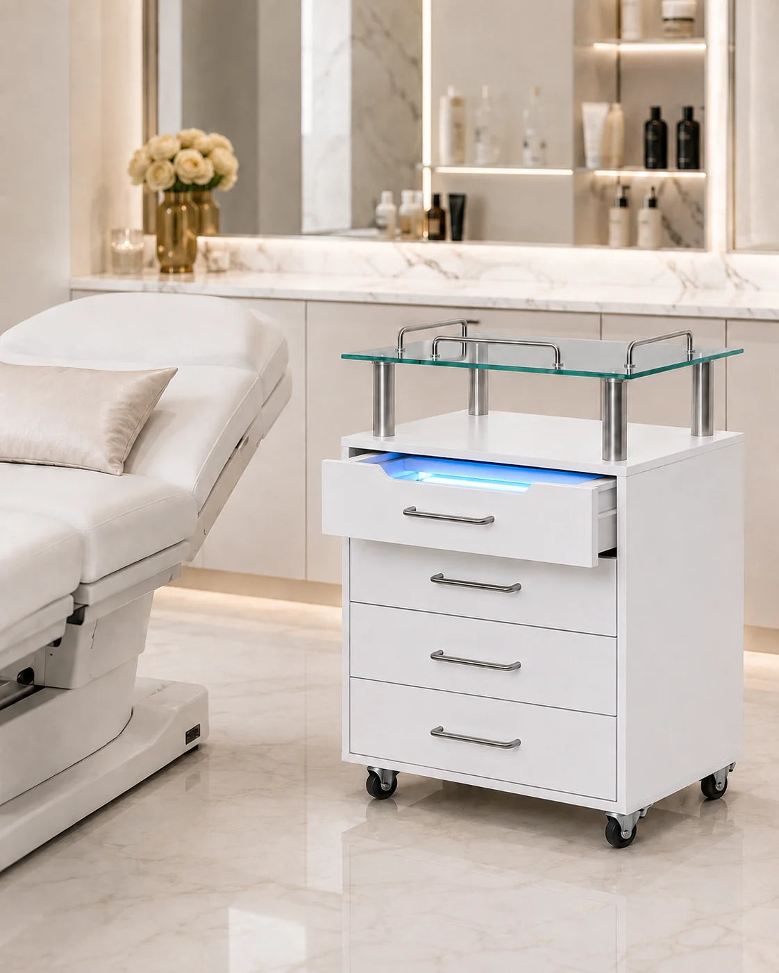 Storage cabinet -ארונית עבודה ניידת עם תא חיטוי UV מובנה