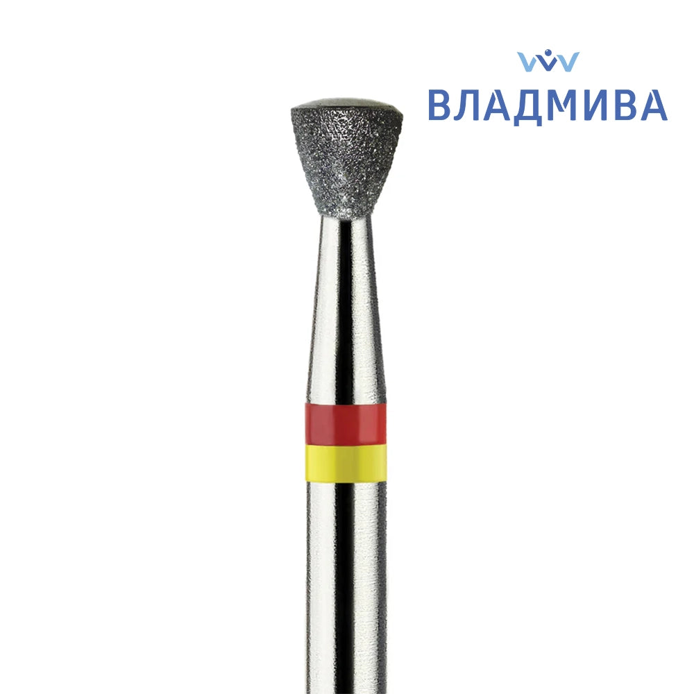 ראש יהלום בטיחותי Safe Bit קונוס "פעמון הפוך", צהוב עדין מאוד /אדום תחתית חלקה מעוגלת בקימור הדרגתי –  Vladmiva 010/031Е3